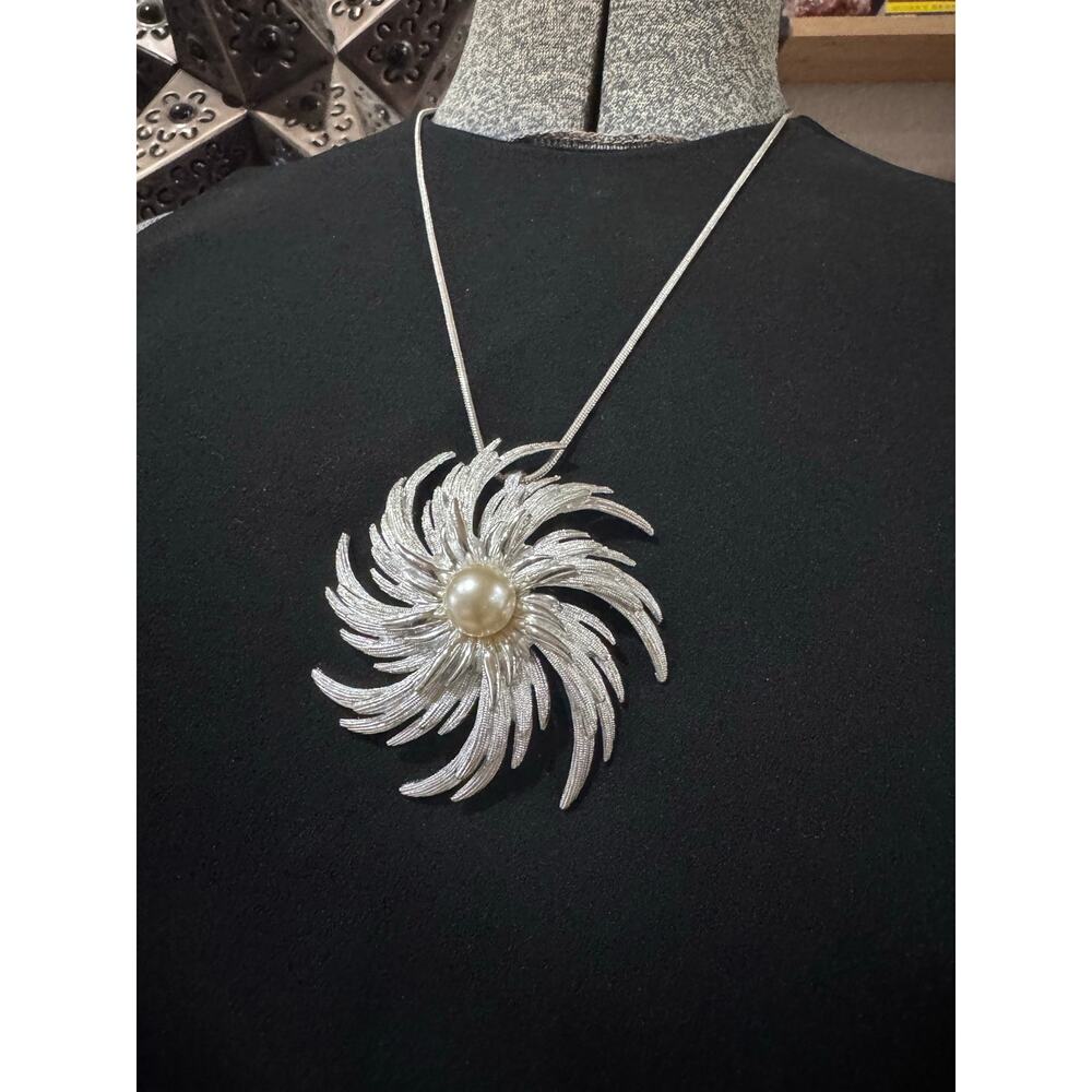 Vintage Sarah Coventry Sunburst Pendant Necklace | Repurposed Statement Piece